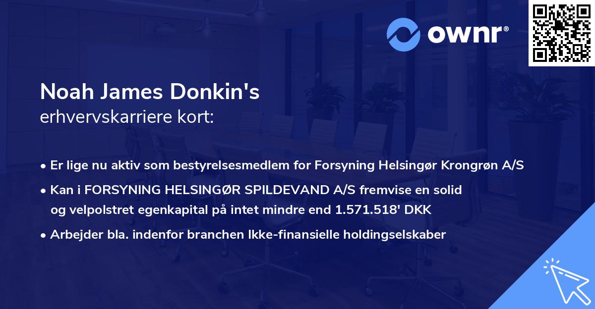 Noah James Donkin's erhvervskarriere kort