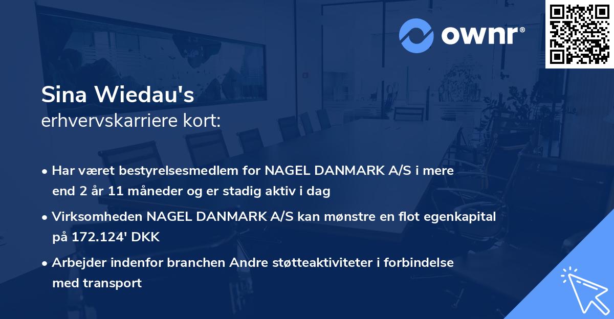 Sina Wiedau's erhvervskarriere kort