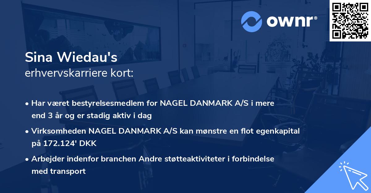 Sina Wiedau's erhvervskarriere kort