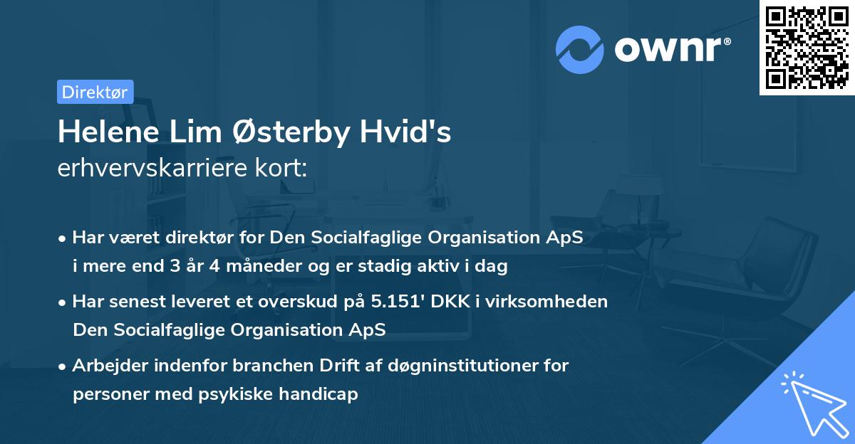 Helene Lim Østerby Hvid's erhvervskarriere kort