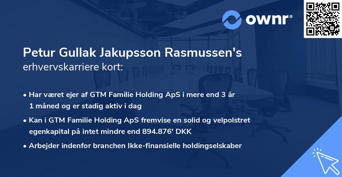 Petur Gullak Jakupsson Rasmussen's erhvervskarriere kort