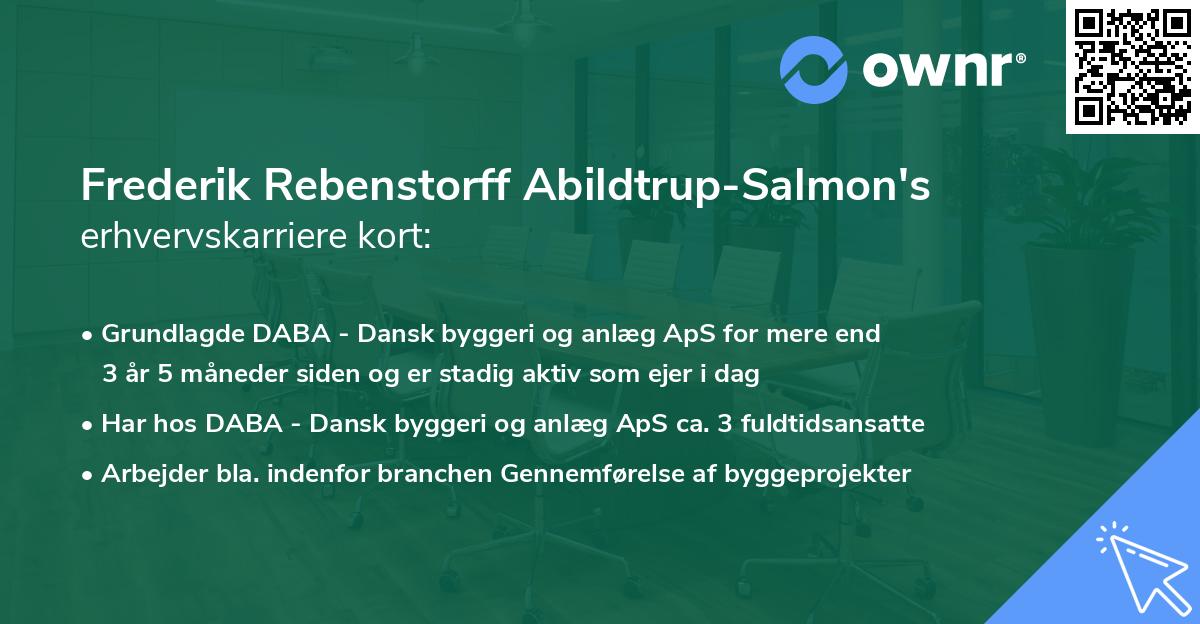 Frederik Rebenstorff Abildtrup-Salmon's erhvervskarriere kort