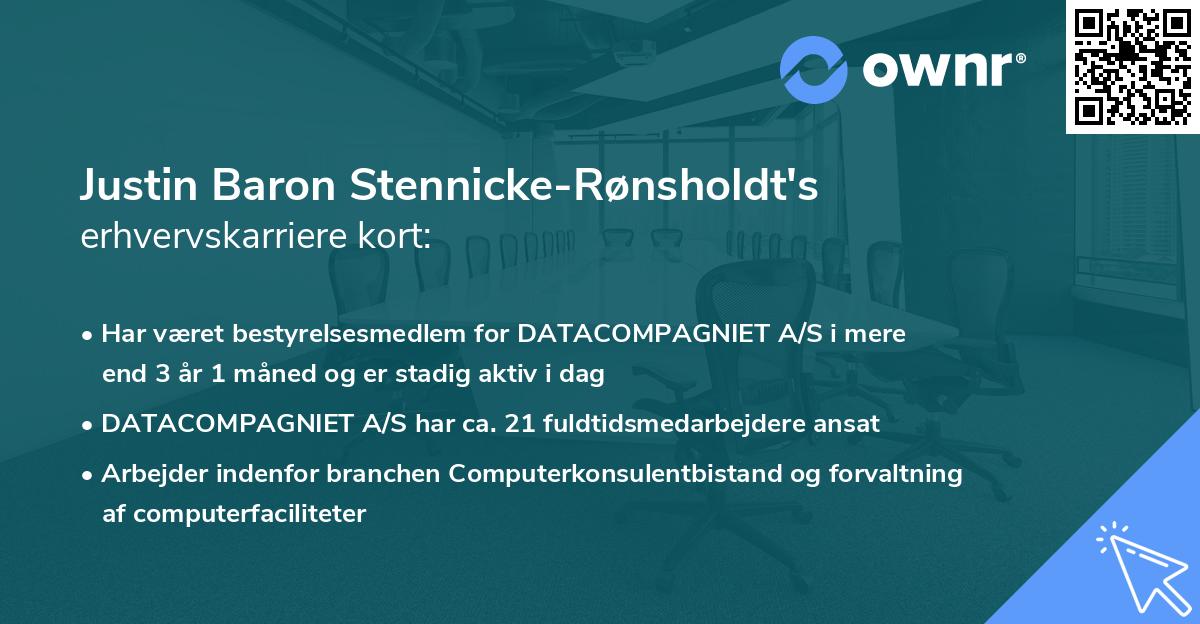 Justin Baron Stennicke-Rønsholdt's erhvervskarriere kort