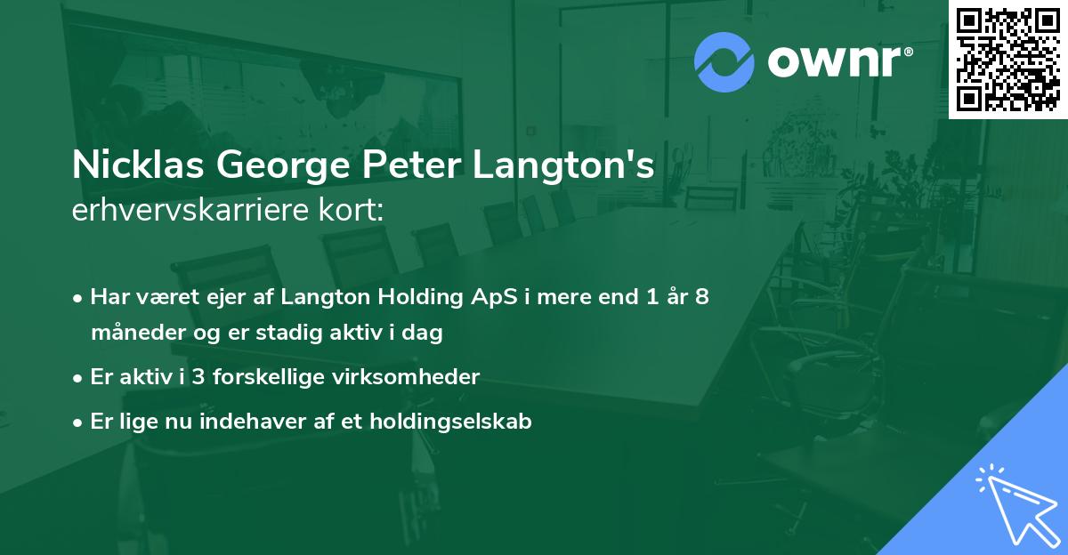 Nicklas George Peter Langton's erhvervskarriere kort