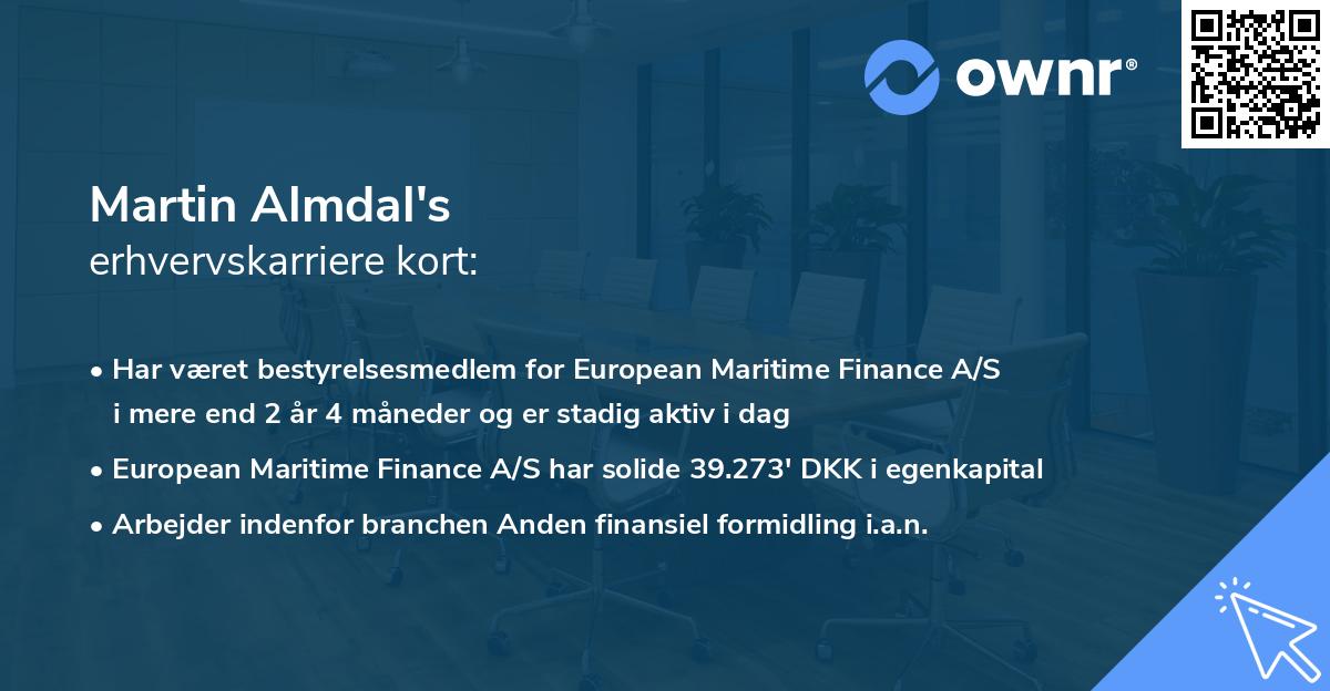 Martin Almdal's erhvervskarriere kort