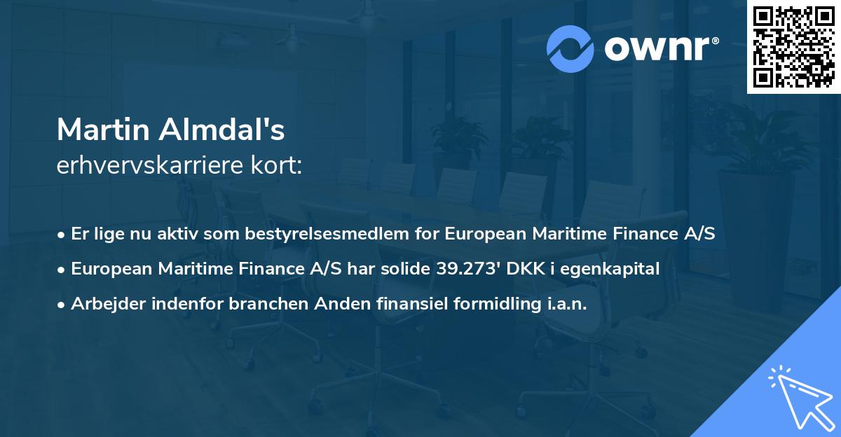 Martin Almdal's erhvervskarriere kort
