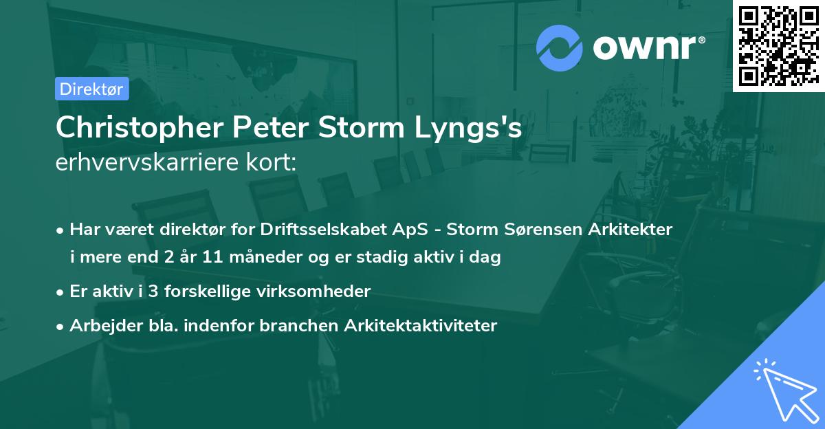 Christopher Peter Storm Lyngs's erhvervskarriere kort