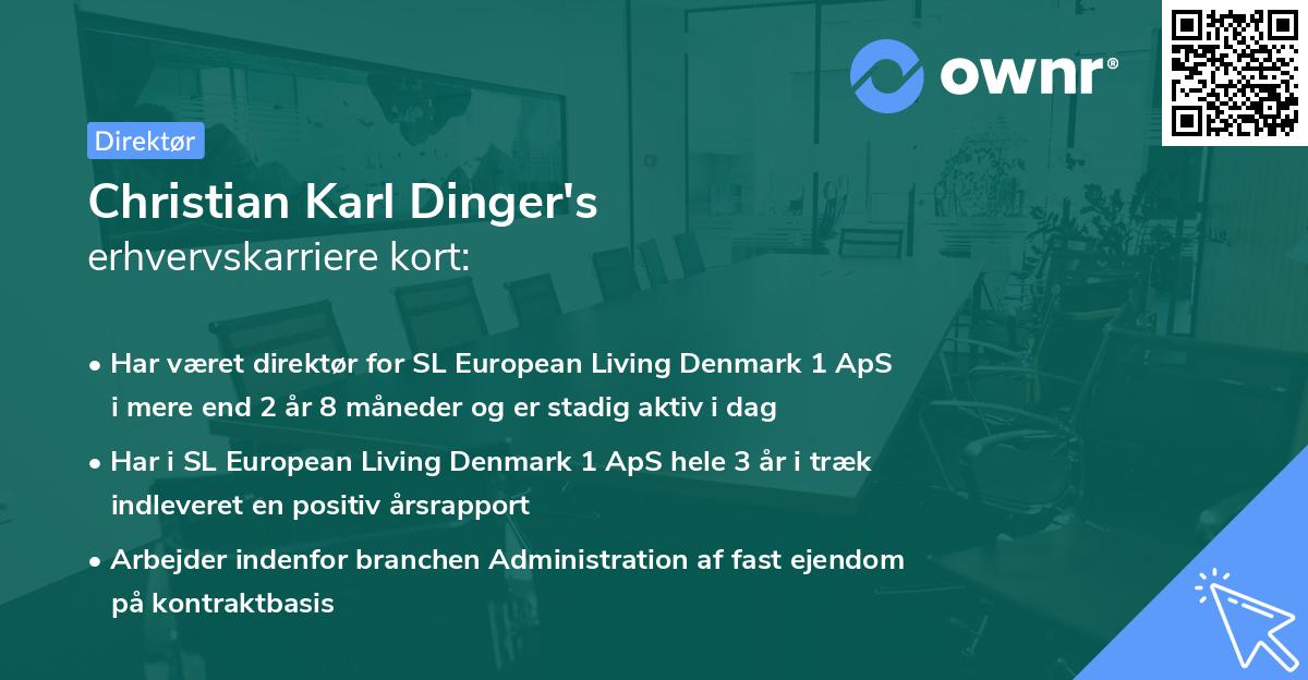 Christian Karl Dinger's erhvervskarriere kort