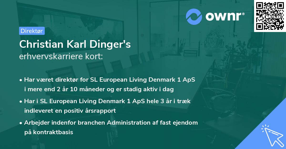 Christian Karl Dinger's erhvervskarriere kort