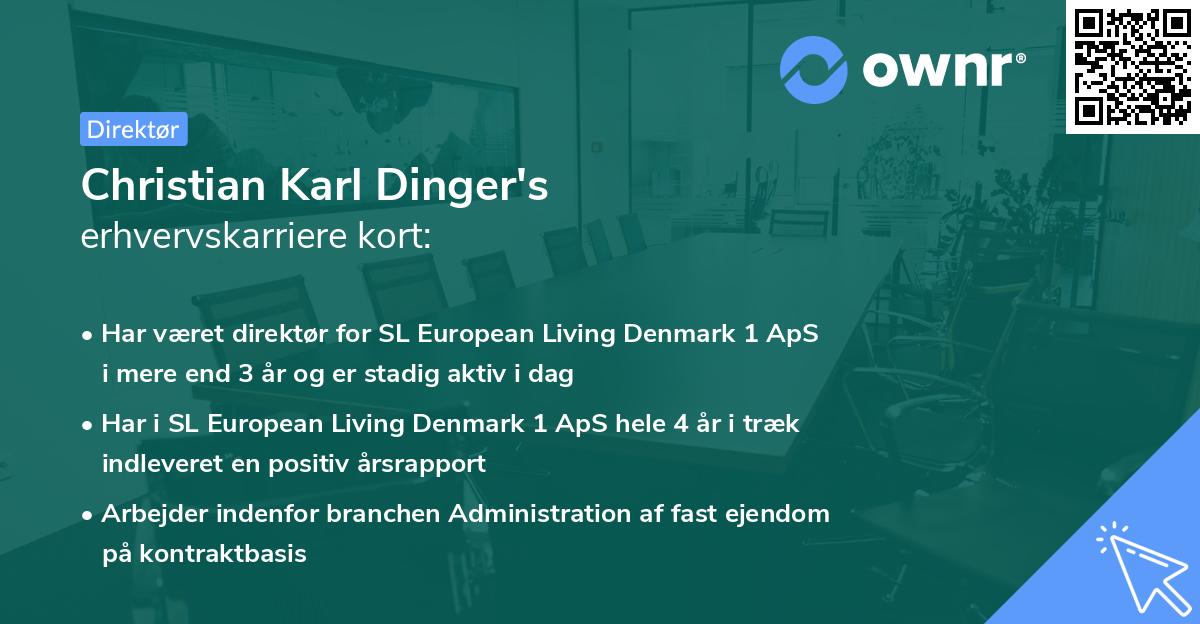 Christian Karl Dinger's erhvervskarriere kort