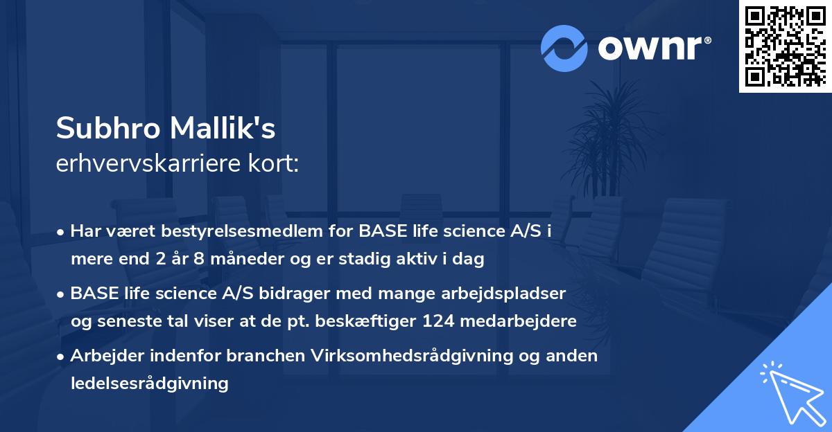 Subhro Mallik's erhvervskarriere kort