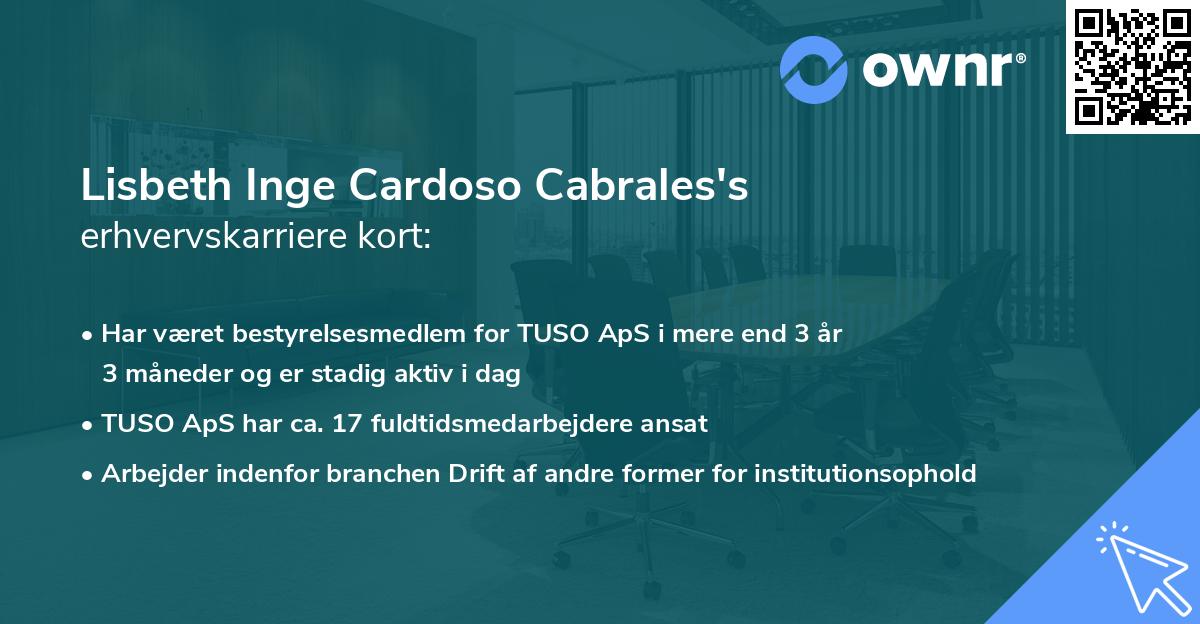 Lisbeth Inge Cardoso Cabrales's erhvervskarriere kort