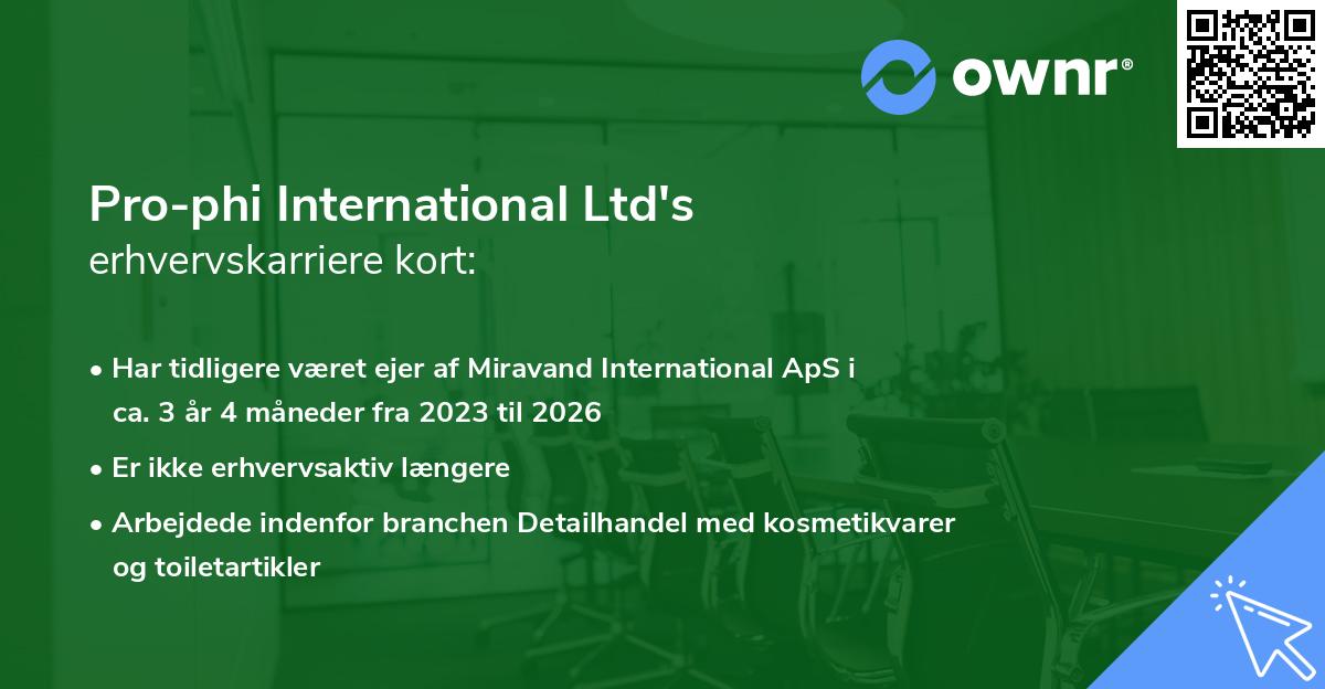 Pro-phi International Ltd's erhvervskarriere kort