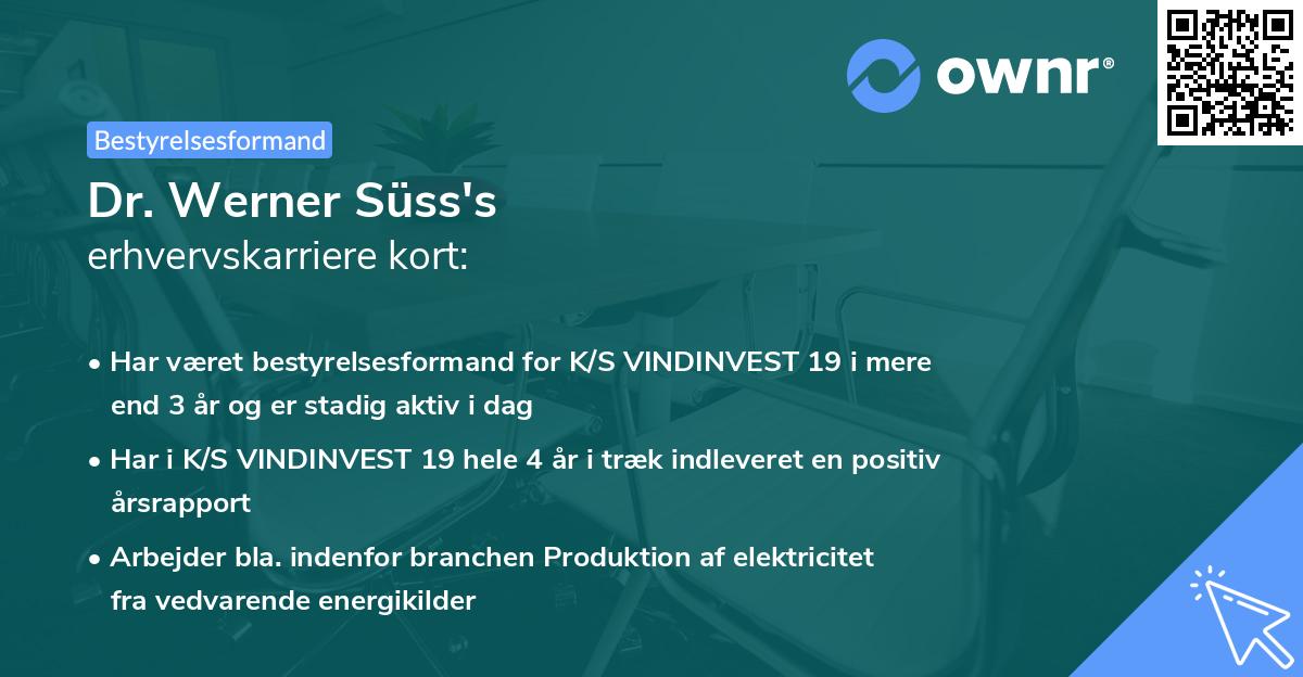 Dr. Werner Süss's erhvervskarriere kort