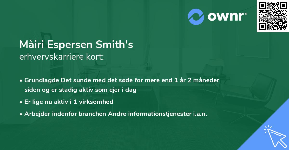 Màiri Espersen Smith's erhvervskarriere kort