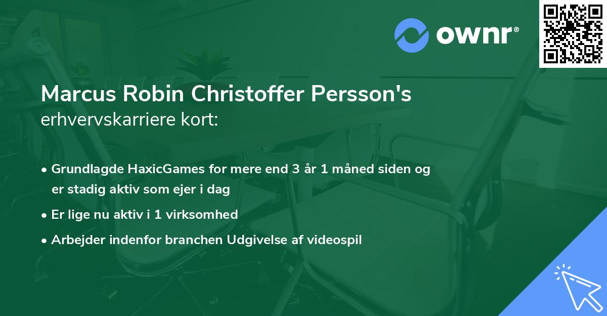 Marcus Robin Christoffer Persson's erhvervskarriere kort