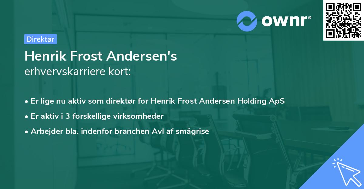 Henrik Frost Andersen's erhvervskarriere kort