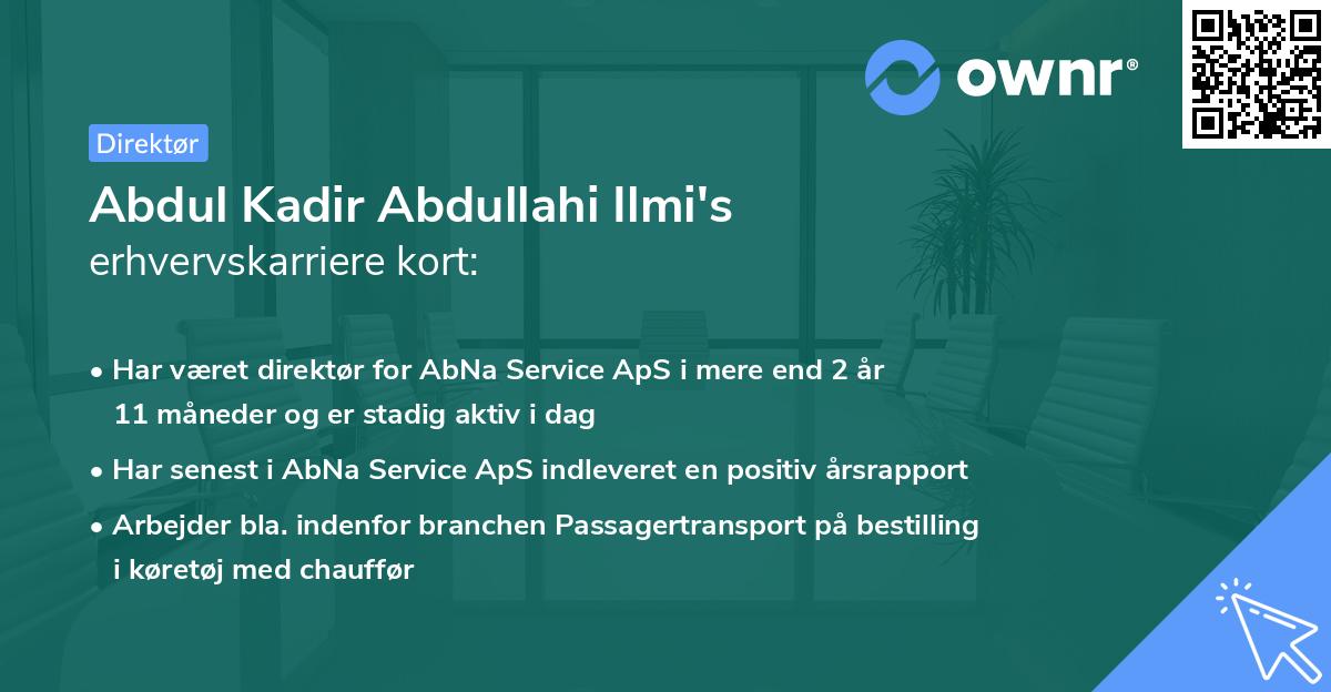 Abdul Kadir Abdullahi Ilmi's erhvervskarriere kort