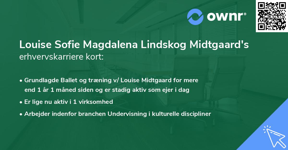 Louise Sofie Magdalena Lindskog Midtgaard's erhvervskarriere kort