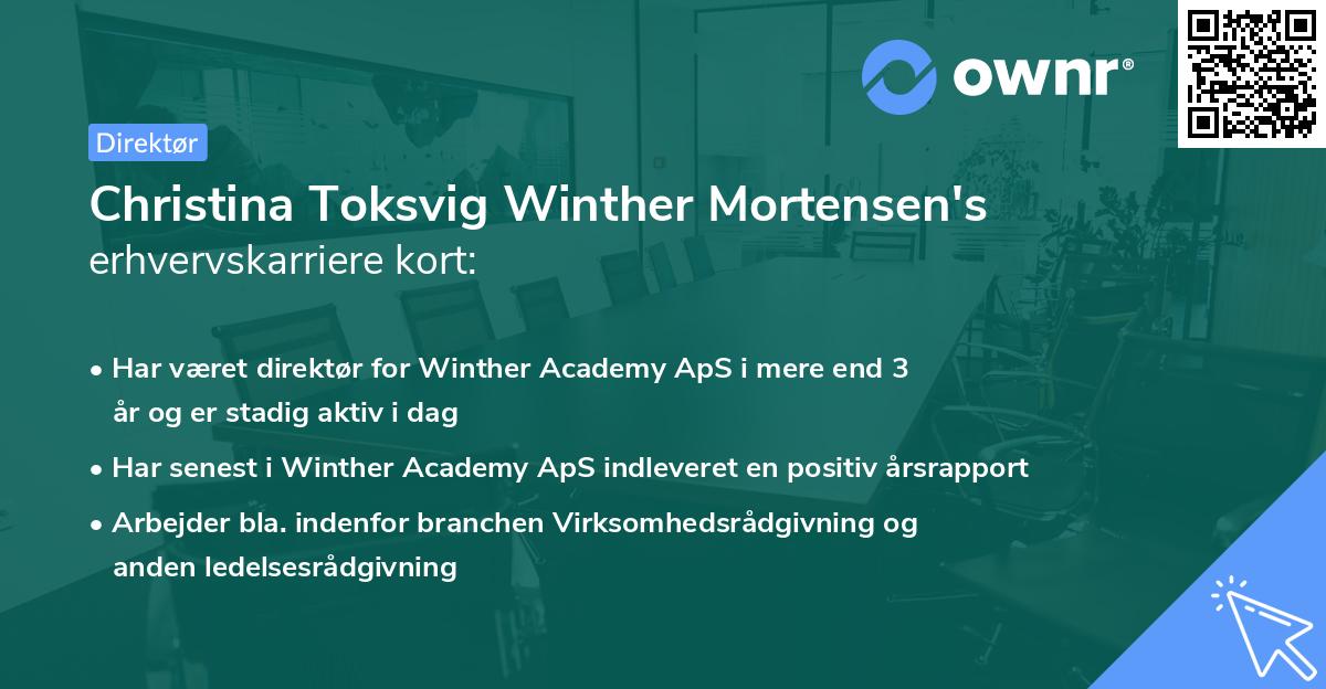 Christina Toksvig Winther Mortensen's erhvervskarriere kort