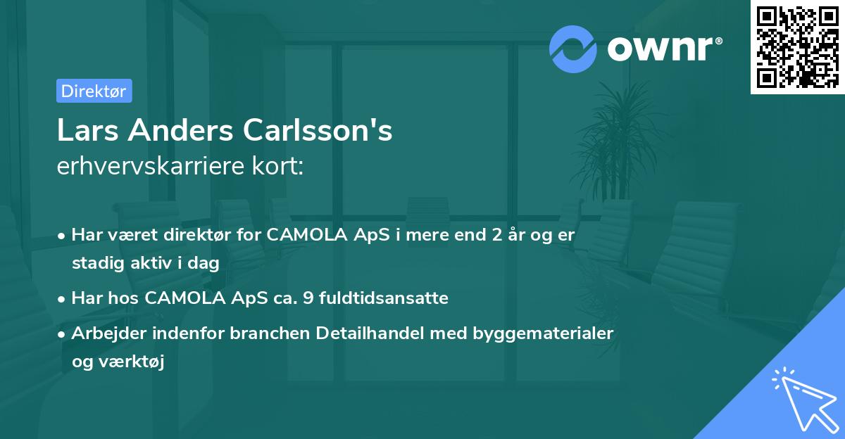 Lars Anders Carlsson's erhvervskarriere kort