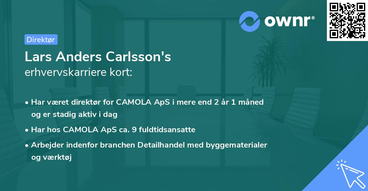 Lars Anders Carlsson's erhvervskarriere kort