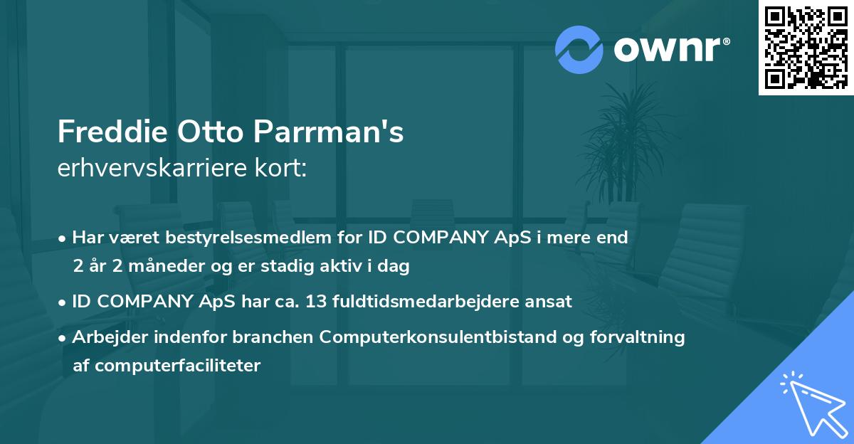Freddie Otto Parrman's erhvervskarriere kort