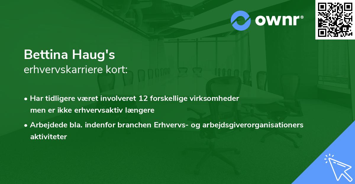 Bettina Haug's erhvervskarriere kort