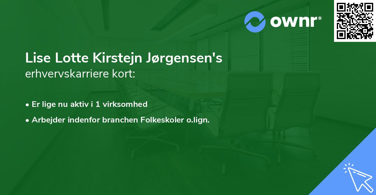 Lise Lotte Kirstejn Jørgensen's erhvervskarriere kort