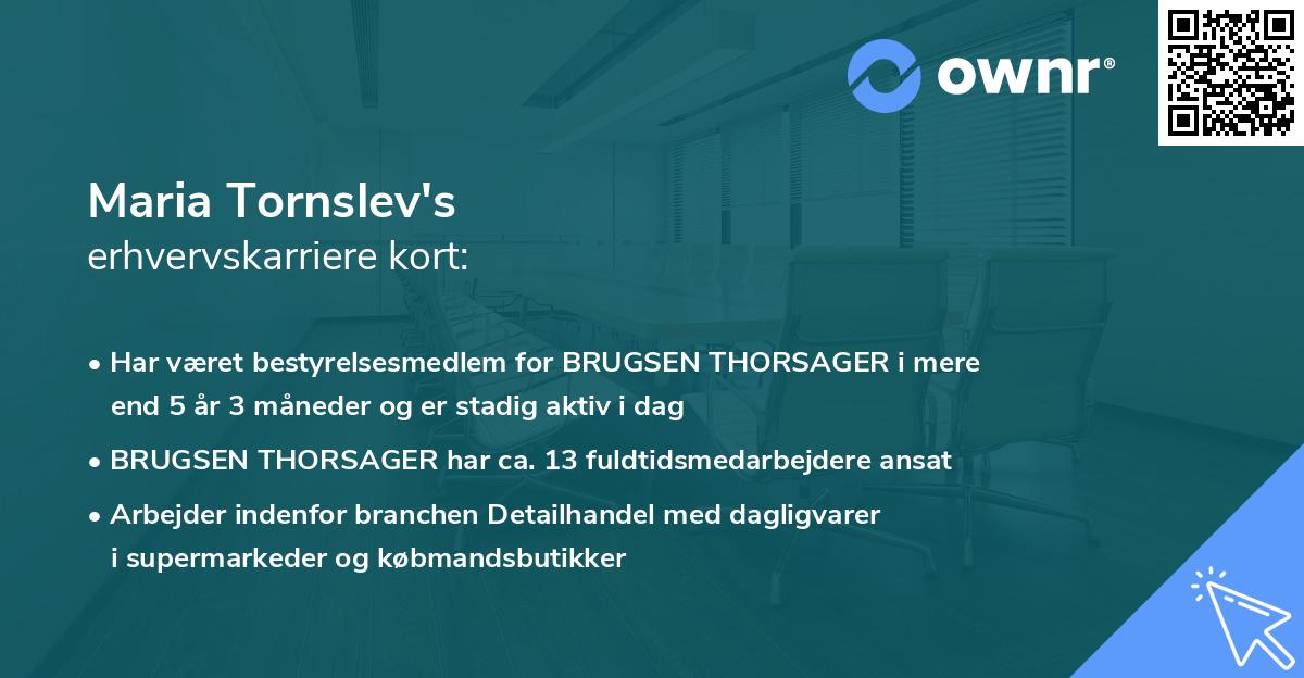 Maria Tornslev's erhvervskarriere kort