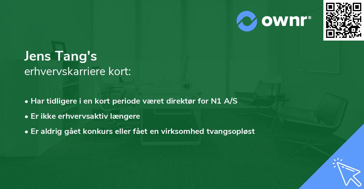 Jens Tang's erhvervskarriere kort