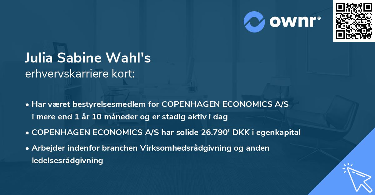 Julia Sabine Wahl's erhvervskarriere kort