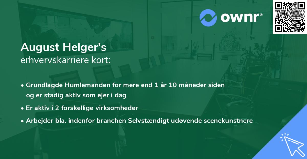 August Helger's erhvervskarriere kort