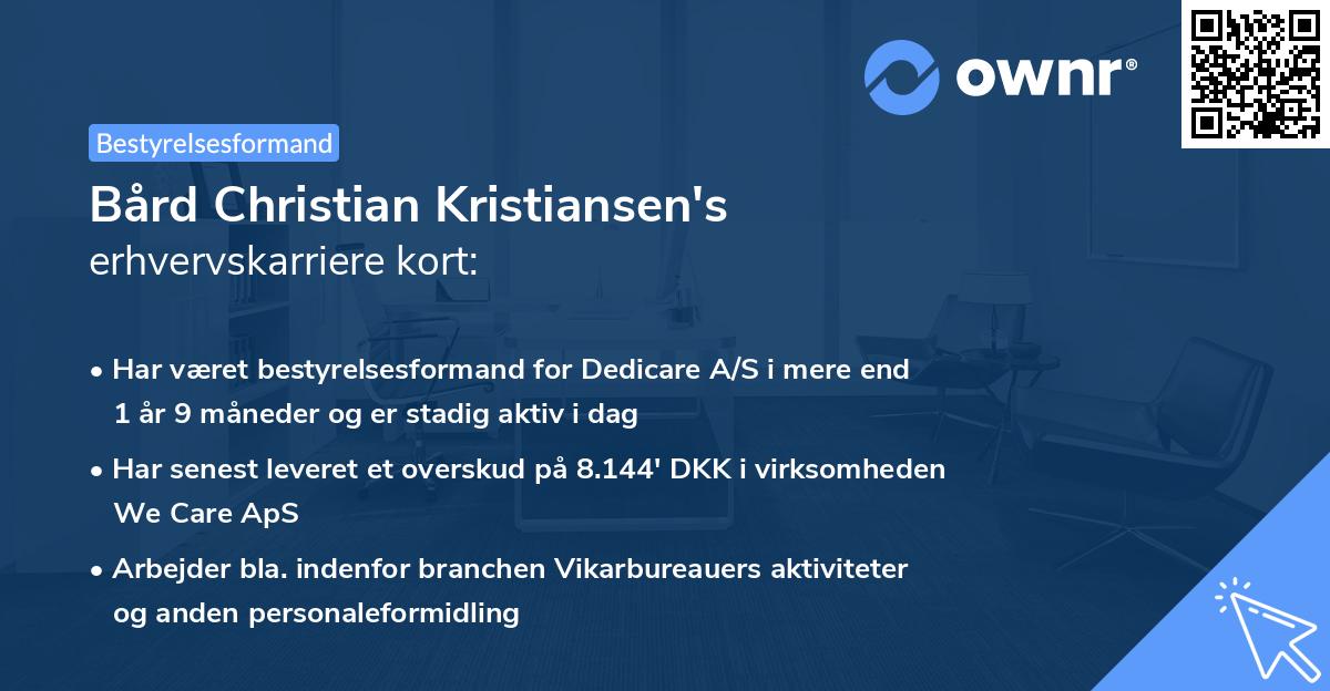 Bård Christian Kristiansen's erhvervskarriere kort