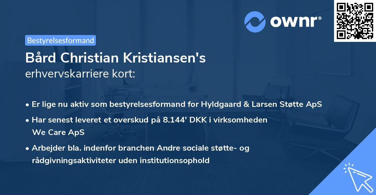 Bård Christian Kristiansen's erhvervskarriere kort
