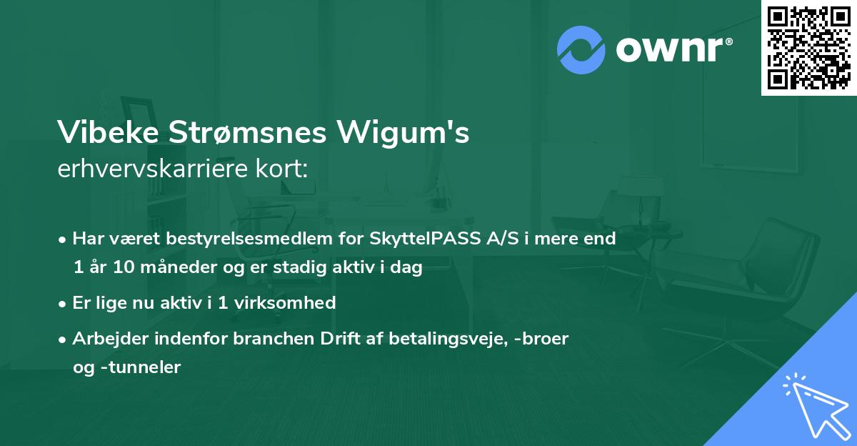 Vibeke Strømsnes Wigum's erhvervskarriere kort