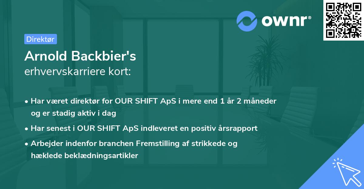 Arnold Backbier's erhvervskarriere kort