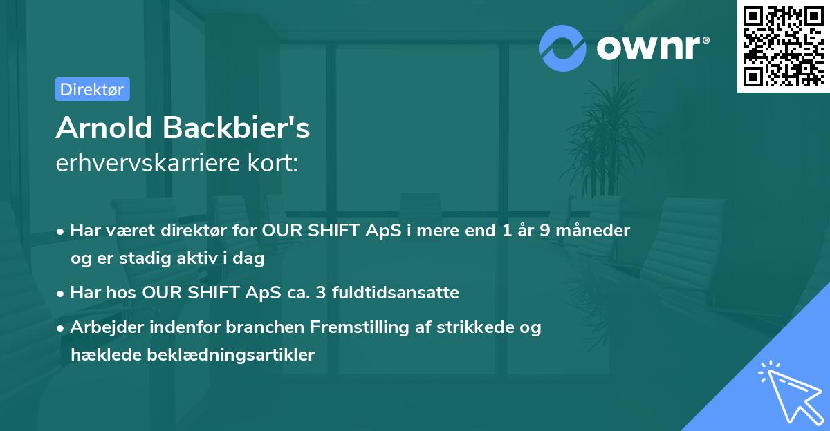 Arnold Backbier's erhvervskarriere kort