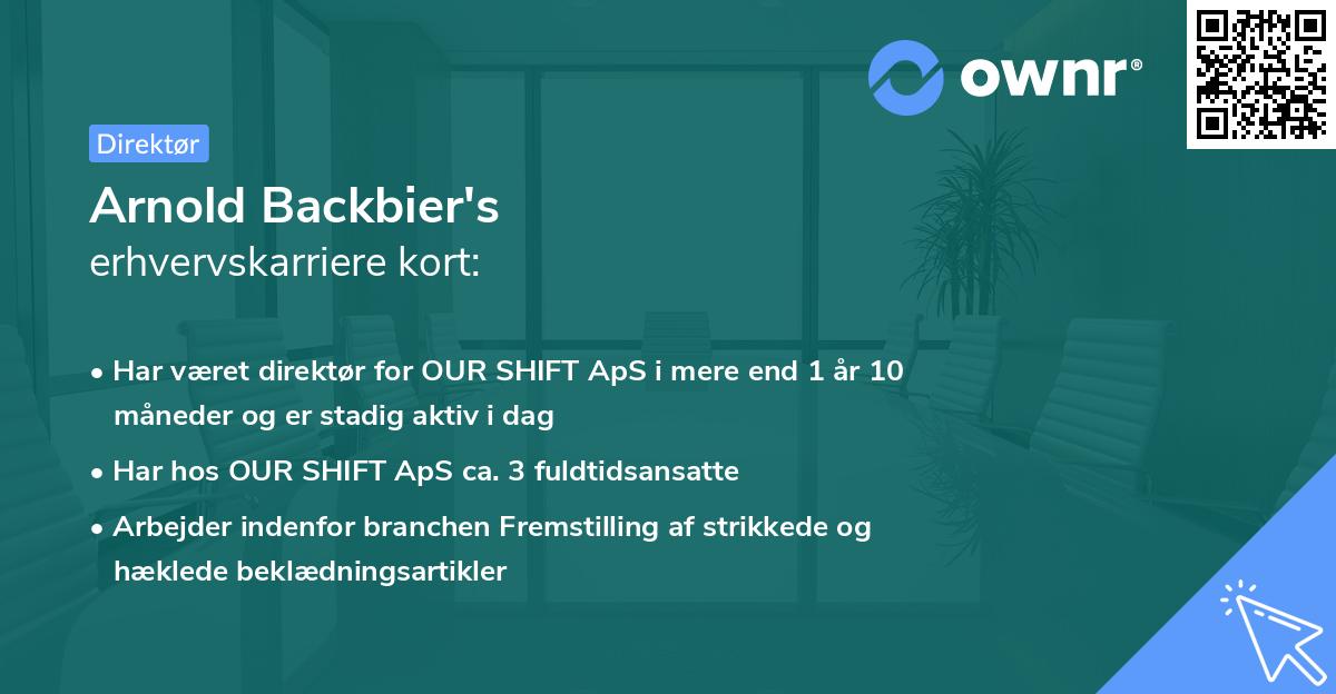 Arnold Backbier's erhvervskarriere kort