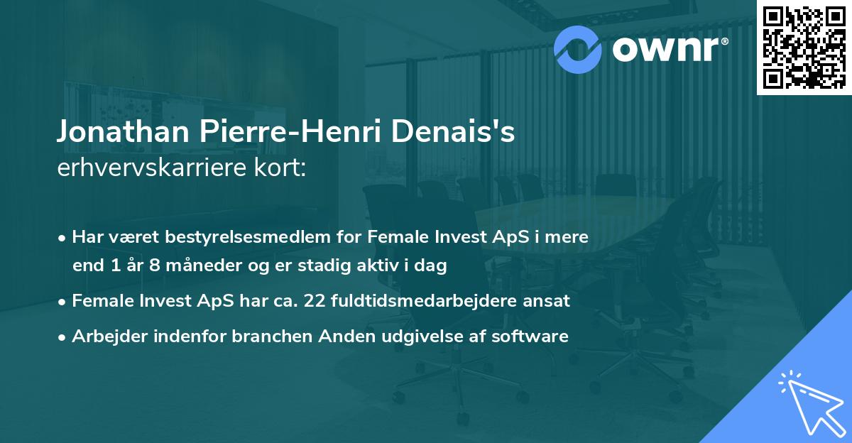 Jonathan Pierre-Henri Denais's erhvervskarriere kort