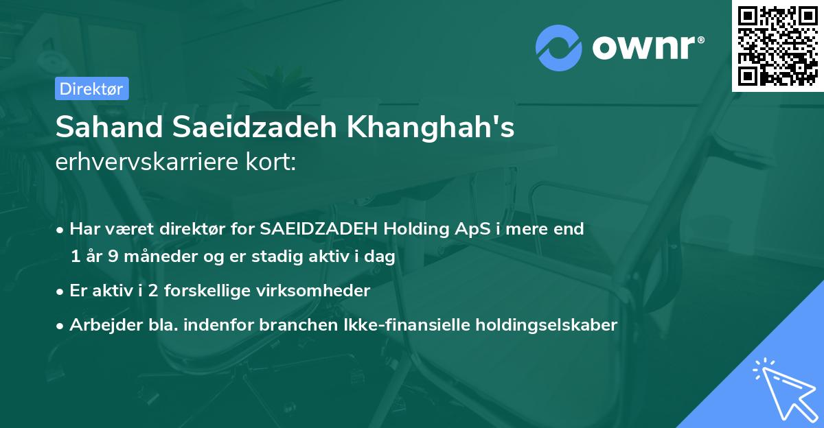 Sahand Saeidzadeh Khanghah's erhvervskarriere kort