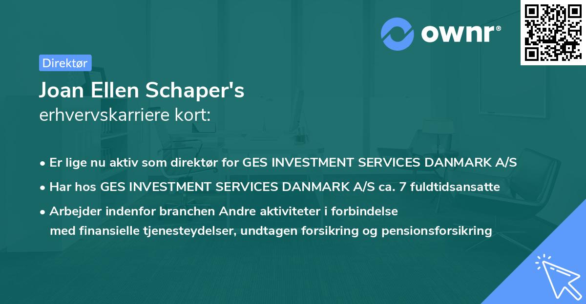 Joan Ellen Schaper's erhvervskarriere kort