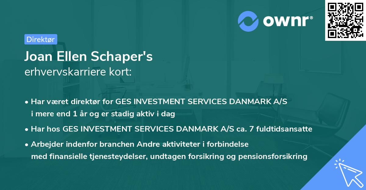 Joan Ellen Schaper's erhvervskarriere kort