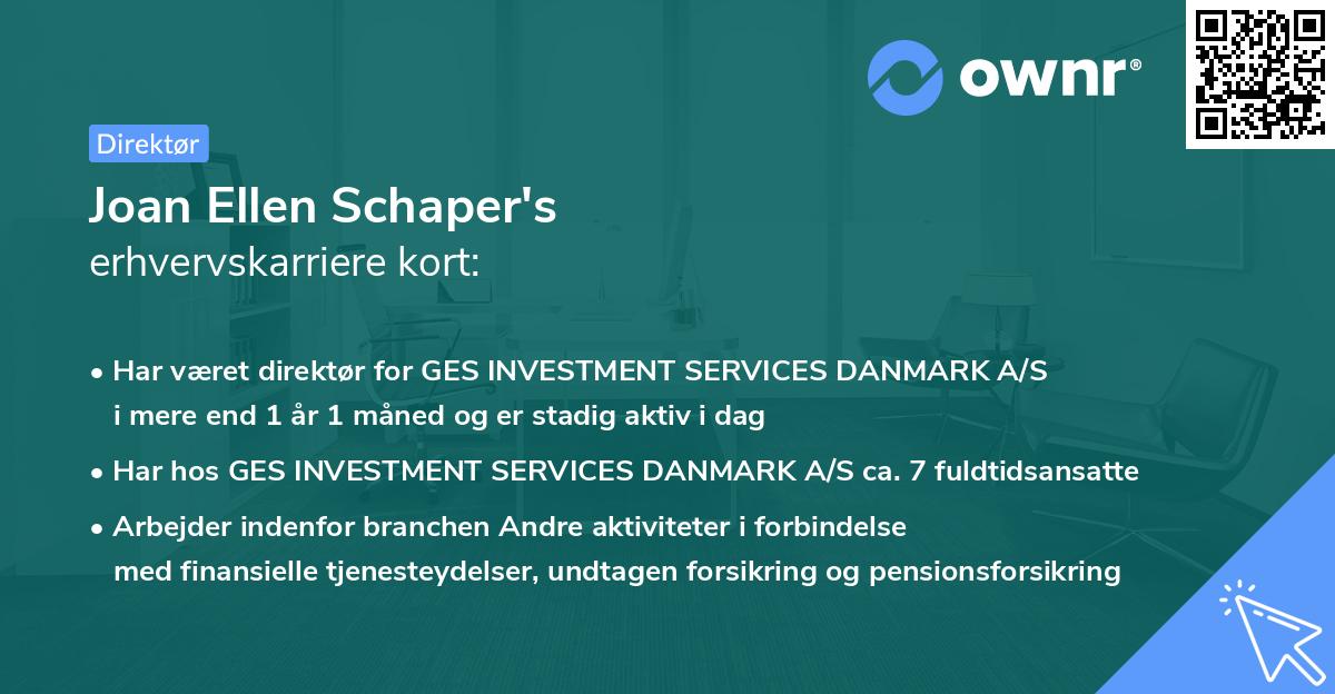 Joan Ellen Schaper's erhvervskarriere kort