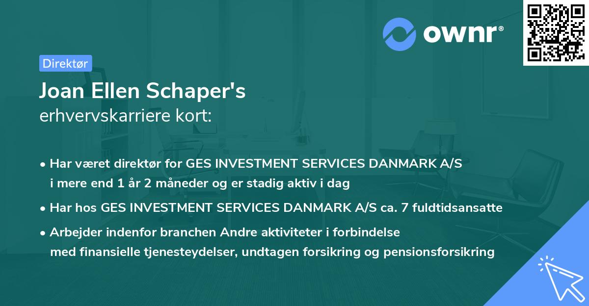 Joan Ellen Schaper's erhvervskarriere kort