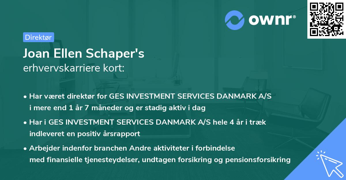 Joan Ellen Schaper's erhvervskarriere kort