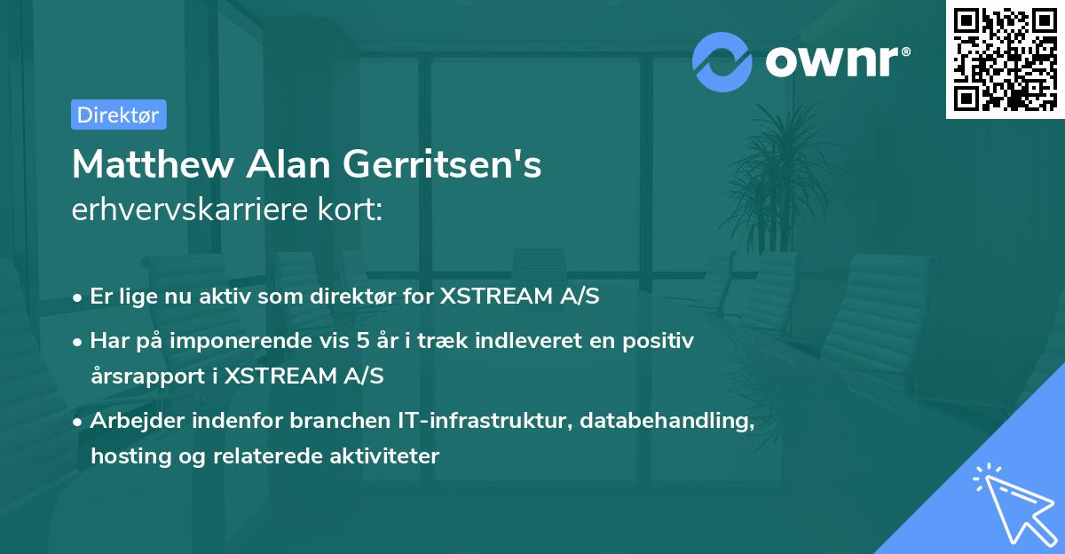 Matthew Alan Gerritsen's erhvervskarriere kort