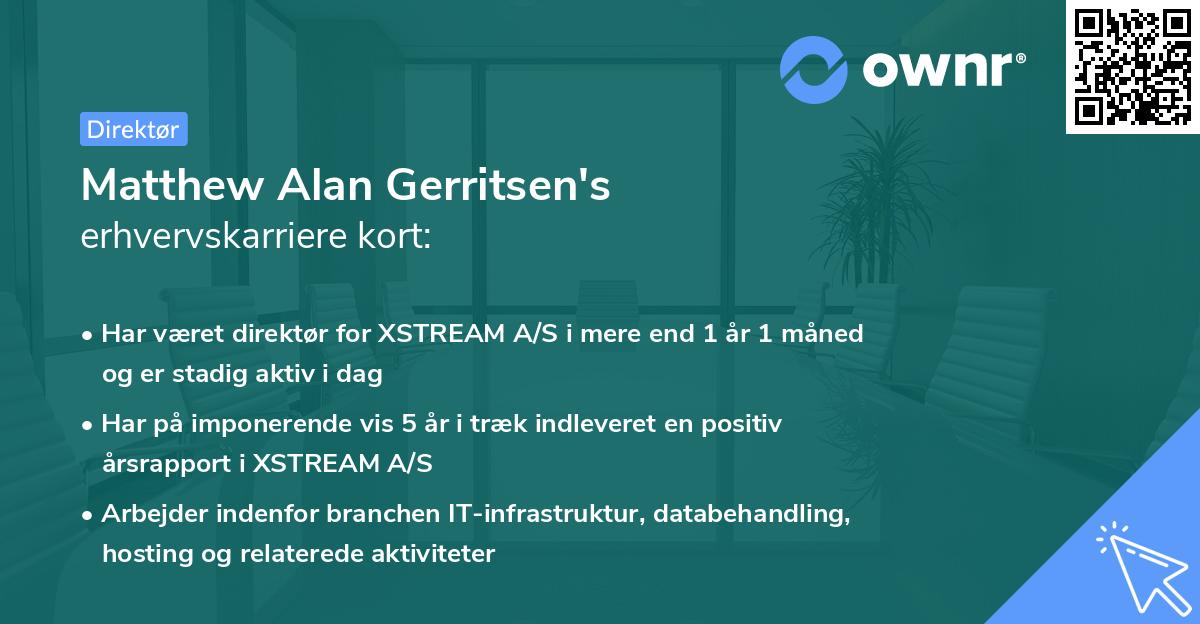 Matthew Alan Gerritsen's erhvervskarriere kort