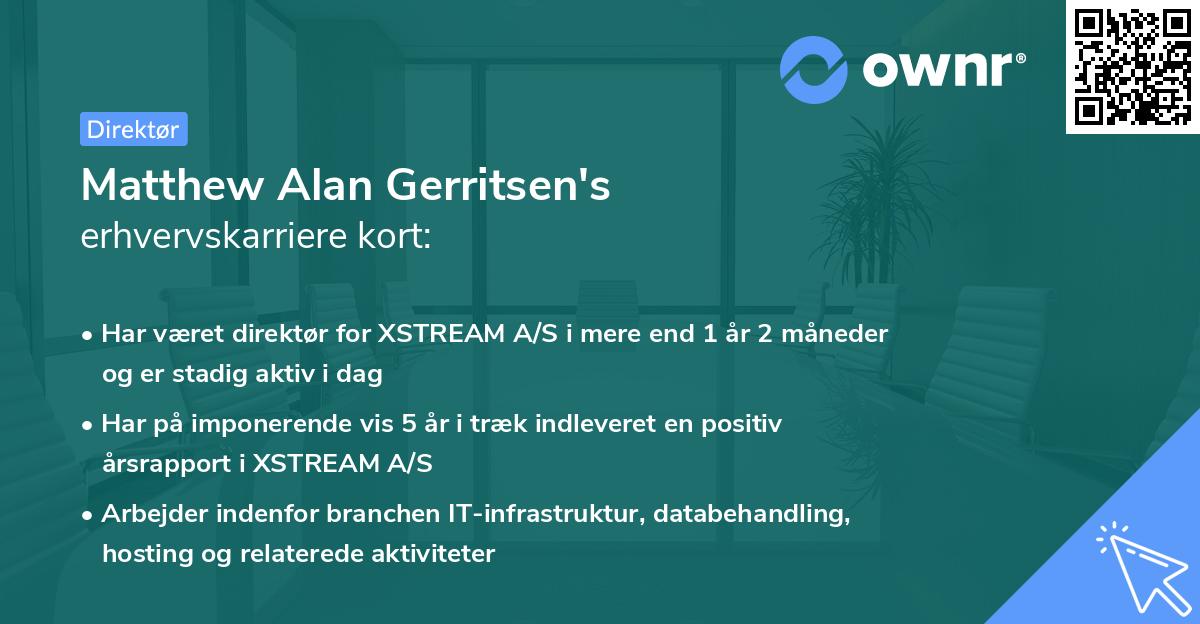 Matthew Alan Gerritsen's erhvervskarriere kort