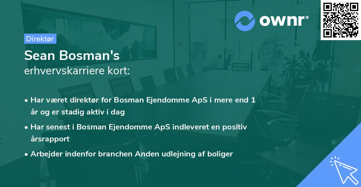 Sean Bosman's erhvervskarriere kort